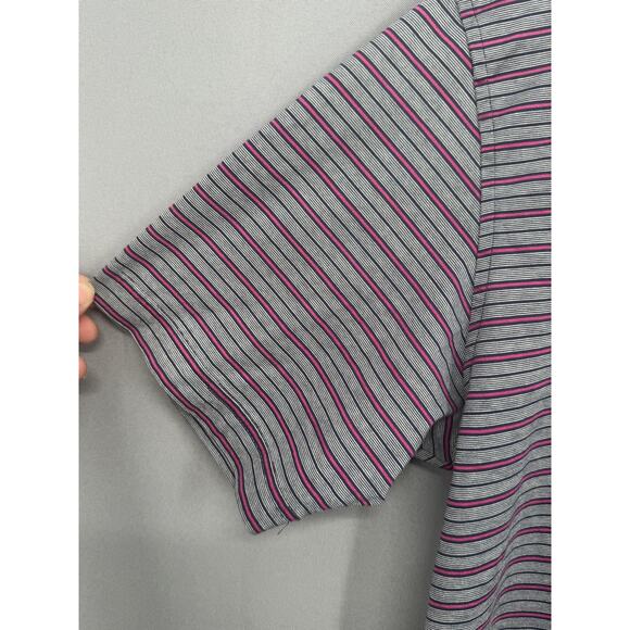 Peter Millar Seaside Wash Polo Mens Medium Blue Stripe Short Sleeve Preppy - Picture 3 of 12